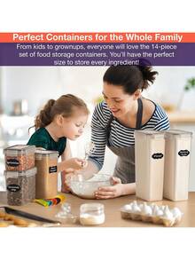 HALMAN 42 recipientes herméticos para almacenamiento de alimentos con tapas para organización de despensa de cocina, recipientes para transportar, almacenar y organizar alimentos, aptos para microondas, lavavajillas y nevera - Transparente - Ver 10