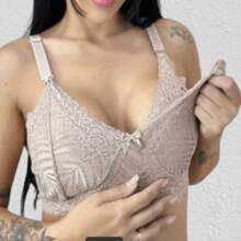 Kit 3 Plus Size Nursing Bras, Lace, Reinforced Straps, Easy Open, Pregnant Women