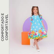 Children's Dress Girl  Themed Enchanted Garden Bees Butterflies Graduation Fashion Blogger Fresh For Party Birthday Everyday Casual Teen Girl's Clothing Wedding Printed Loose Summer Floral - 淺藍色 - 查看 6