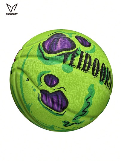 veidoorn 1 كرة سلة مطبوعة بتصميم نمط خاص مقاس 7 قياسي من مادة مطاطية للتدريب الداخلي والخارجي، مادة متينة، كرة سلة تدريبية أنيقة وفريدة من نوعها، تصميم مرح