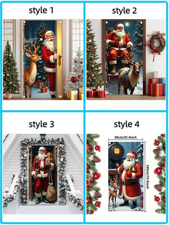 1 件新年圣诞老人入口横幅，由涤纶制成，适用于圣诞派对、周年纪念、圣诞节家居装饰、墙壁、庭院、室内/室外窗帘装饰、节日聚会、门装饰、圣诞快乐摄影道具横幅
