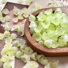 100pcs 12x7.5mm Gradient Color Semi-Transparent Glass Lily Of The Valley Beads, Including Yellow,Green, Pink And Purple - Ideal For DIY Jewelry, Hair Clips And Home Decor Crafts