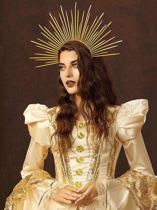 Sun Goddess Crown Sunburst Halo Gothic Headband, Costume Accessory, Tie-Back Style Head Accessories Hairband