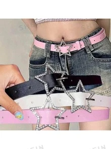 1pc Dopamine Diva Y2K Style Pink Waist Belt, Fashionable Design For Jeans, New Summer