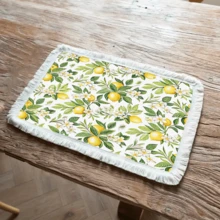1pc Lemon Pattern Printed Placemat, Linen Tassel Dining Mat, Washable Table Pad, Home Decor, Placemats, Coasters, Kitchen Dining Table Mats, Indoor Outdoor Party Decoration, Home Decor, Ideal Gift - Multicolor - View 22