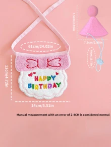 Babero para babear para el cumpleaños de mascotas, Conjunto de babero y gorro de cumpleaños para perros, Accesorio para fotografía de cumpleaños de mascotas - Multicolor - Ver 3