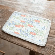 1pc Lemon Pattern Printed Placemat, Linen Tassel Dining Mat, Washable Table Pad, Home Decor, Placemats, Coasters, Kitchen Dining Table Mats, Indoor Outdoor Party Decoration, Home Decor, Ideal Gift - Multicolor - View 38