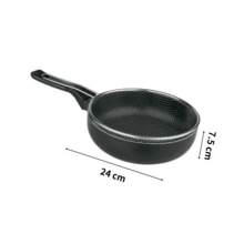 Sartén de aluminio con mango, antiadherente, equipada con una red de filtro desmontable, que facilita el filtrado del aceite, Ideal para freír patatas fritas, pollo frito, servir fideos, Disponible en varias dimensiones, utensilios de cocina, ollas y sartenes - Apto para todo tipo de utensilios y lavavajillas - Negro - Ver 6