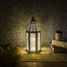 1pc Elegant Moroccan Style Hollow Iron Home Decor, Vintage Lantern Decor Suitable For Holiday, Holiday, New Year And Other Festivals, Holiday Atmosphere Decoration Lamp [Exclude Battery] - FDBJ-1 - View 8