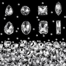240 Rhinestone Kaca Transparan, Berbagai Bentuk, Alas Datar, Bentuk Cakar, Cocok untuk Perhiasan DIY, Pakaian, Sepatu, Seni dan Kerajinan - Aksesori Dekoratif Multifungsi, Perlengkapan Kerajinan | Rhinestone Alas Datar | Rhinestone Halus. - Putih Bening - View 1