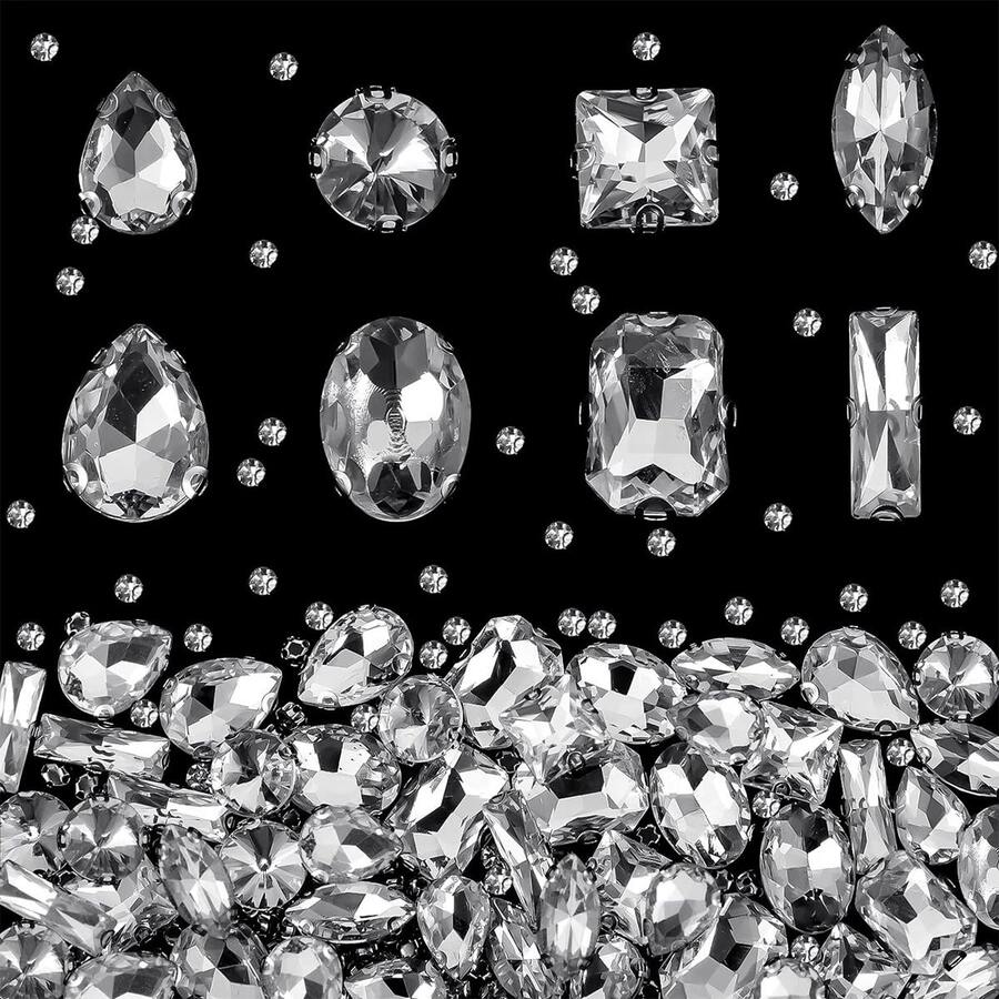 240 Rhinestone Kaca Transparan, Berbagai Bentuk, Alas Datar, Bentuk Cakar, Cocok untuk Perhiasan DIY, Pakaian, Sepatu, Seni dan Kerajinan - Aksesori Dekoratif Multifungsi, Perlengkapan Kerajinan | Rhinestone Alas Datar | Rhinestone Halus. - Putih Bening - View 1