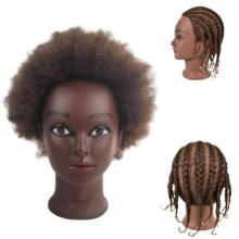 Kinky Curly 100% Human Hair Mannequin Head For Hairdresser Practice Afro Cosmetology Manikin Doll Head Styling Hair Extension Braiding - Multicolor - View 2