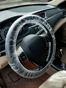 1 件通用一次性塑料方向盘套，防水，适用于汽车内饰配件 - 彩色 - 查看 6