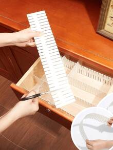 10 件可调节 DIY 抽屉整理器、隔板，用于整理厨房、浴室、卧室、办公室中的杂物、餐具、化妆品、衣服 - 白色 - 查看 1