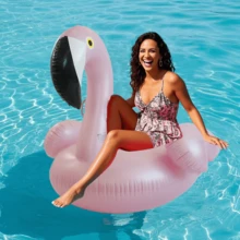 1pc Pink Flamingo Inflatable Pool Float, Suitable For Single Use, Pool Party - Pink - View 7