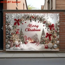 Bandera navideña plana 2D roja, fondo de decoración navideña, decoración de pared interior/exterior, decoración navideña para todo el año, adecuada para dormitorio, fiesta, jardín, celebración navideña en el hogar, de uso múltiple, sin necesidad de electricidad