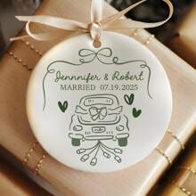 Ornament de Crăciun pentru căsătoriți, ornament pentru mașină pentru proaspăt căsătoriți, cadou de nuntă personalizat, ornament pentru cupluri 2025, cadou personalizat pentru mire