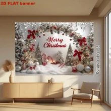 Bandera navideña plana 2D roja, fondo de decoración navideña, decoración de pared interior/exterior, decoración navideña para todo el año, adecuada para dormitorio, fiesta, jardín, celebración navideña en el hogar, de uso múltiple, sin necesidad de electricidad