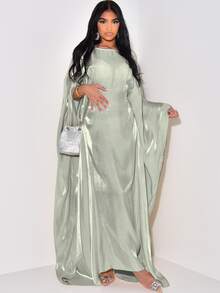 1 件全新时尚缎面闪亮宽松穆斯林长袍，优雅阿拉伯中东长袍