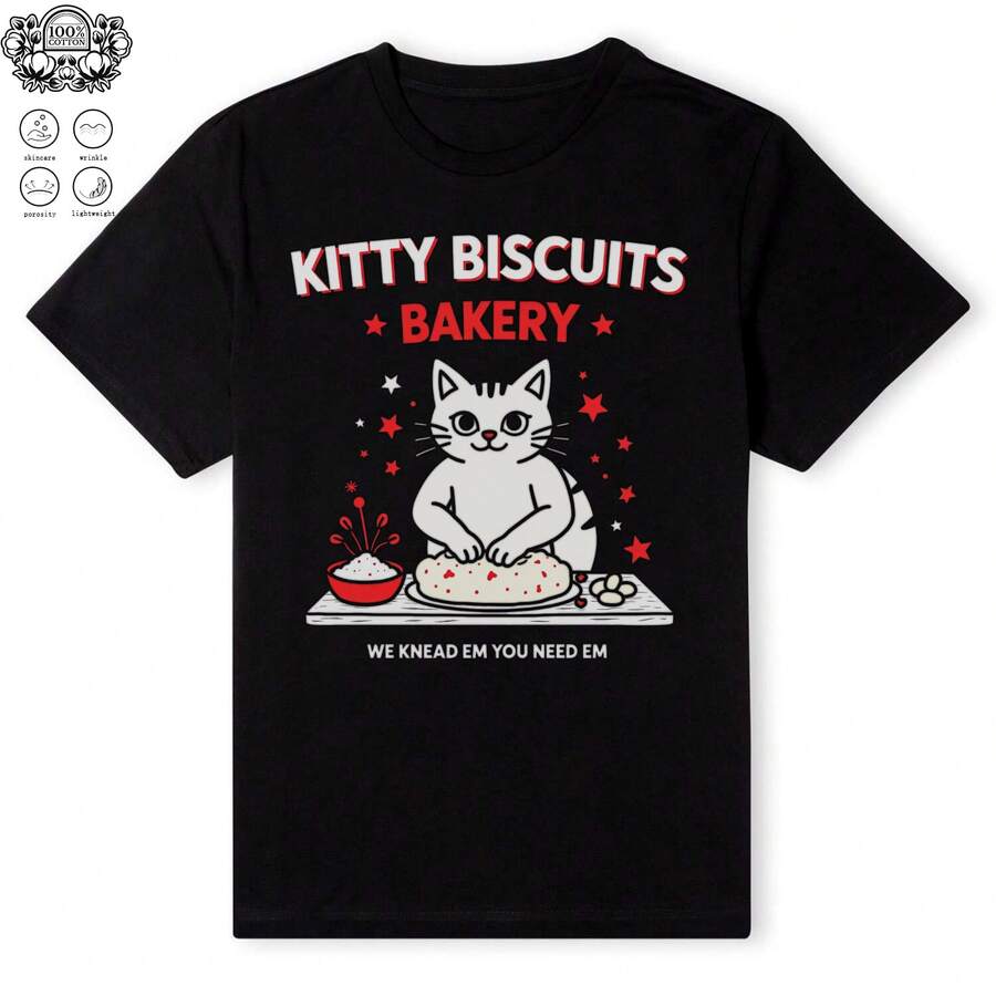 Womens Kitty Biscuits We Knead Em You Need Em Cat Lover Baking V-Neck T-Shirt.Png 0001 220G Cotton For All-Day Comfort – Great For Beach Days, Hiking, Casual Meetings, Or Airport Looks – Easy To Dress Up Or Down – Makes A Unique And Practical Gift For , Travelers, And Busy Professionals.4th Of Julysummer Outfits For Women - 黑色03 - 查看 1