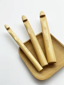 Móc gỗ lớn 15mm/20mm/25mm, màu tre, thích hợp cho người mới bắt đầu và người đã có kinh nghiệm, lý tưởng để móc tổ động vật - Màu be - Xem 2