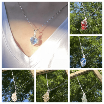 Naturligt fluorescerande halsband vitala kristaller hänge halsband asymmetrisk stenkedja choker färgad estetisk tur utsökta smycken
