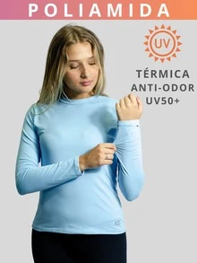 Women's Polyamide Thermal Shirt UV+50 Sun Protection Long Sleeve Second Skin Shirt Winter And Summer - 淺藍色 - 查看 1