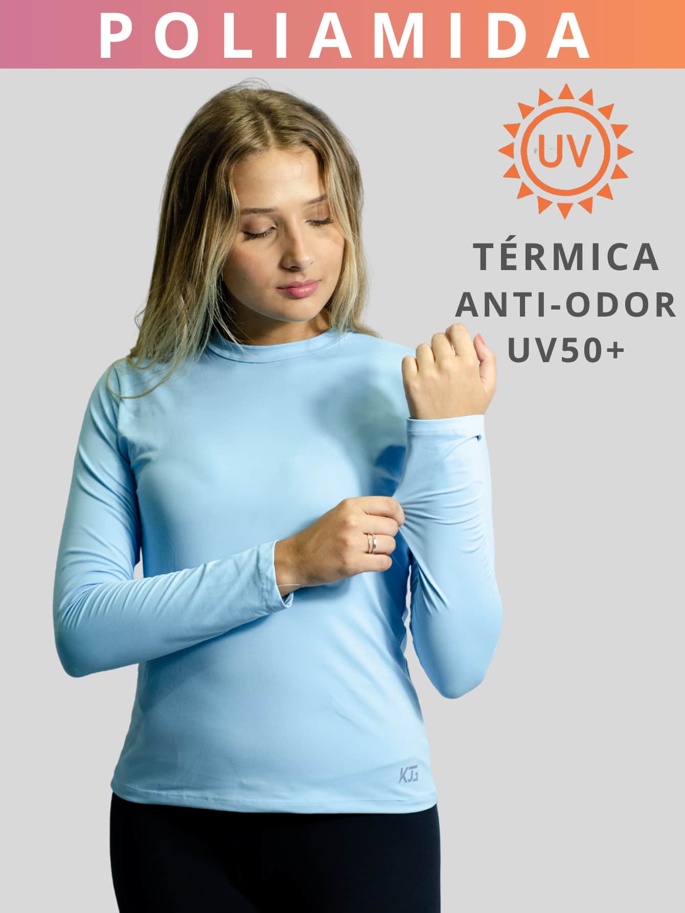 Women's Polyamide Thermal Shirt UV+50 Sun Protection Long Sleeve Second Skin Shirt Winter And Summer - 淺藍色 - 查看 1