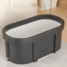 Portable Ice Bath Tub For Home Gym Outdoor - Foldable Oval Tub For Athletes Recovery - Black - View 4