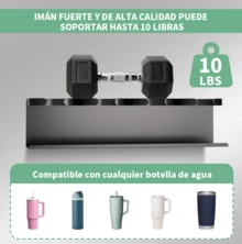 Soporte Magnético para Vasos y Botellas, Organizador para Refrigerador, Disponible en 1 Pieza o Juego de 3, con Porta Botellas y Porta Tapas, Organizador para Vasos 40 Oz y Accesorios, Capacidad para 6 Botellas - Negro - Ver 3
