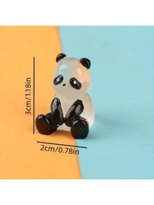 5/15件夜光熊猫玩具摆件游戏动物公仔diy手工发光挂饰树脂配件微景观摆件微型立体熊猫挂件材料不带电 - 彩色 - 查看 9