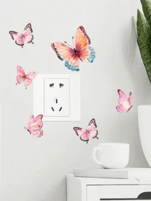 6 件夜光蓝色蝴蝶墙贴，适用于卧室和客厅的夜光装饰 - 粉紅藍光蝴蝶 - 查看 2