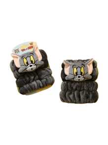 Tom And Jerry Face Washing Wristbands, Soft Absorbent Plush Material For Kids & Adults, Fun Cartoon Design Perfect For Bathroom Shower, Enhance Daily Cleansing Routine With Comfortable & Cute Bath Accessories, Ideal Gift For Cartoon Lovers & Fans Of All Ages