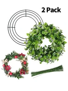 Pacote com 2 molduras de arame para guirlanda com 20 laços torcidos, anéis de metal para guirlanda para artesanato, porta da frente, Natal, Dia de Ação de Graças, Ano Novo, casamento, Dia dos Namorados, jardim, decoração para festa em casa
