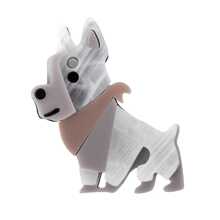 1pc Fashion Acrylic Patchwork Adorable Glasses Wearing Dog/Puppy Animal Design Brooch, Suitable As Gift For Women