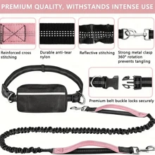 1pc Reflective Waist Pack With Retractable Dog Leash, 44-63inch Elastic Traction Rope, Outdoor Sports Running Pet Leash, Explosion-Proof Thickened Handle, Multiple Colors Available