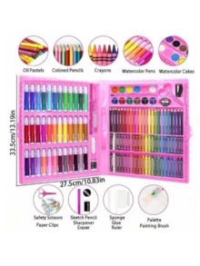 1 套 168 件/150 件儿童艺术绘画套装，包括绘画用品彩色铅笔、橡皮擦、颜料盒等。适合返校的好礼物（包装图案和内部组件颜色随机） - 彩色 - 查看 2