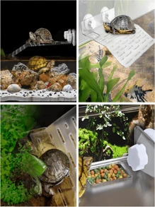 1pc Transparent Turtle Basking Platform, Turtle Tank Basking Ramp, Turtle Climbing Platform, Rest Platform, Suction Cup High Water Level Rest, Deep Water Floating Island Basking Platform (Suction Cup Accessories Style Random)