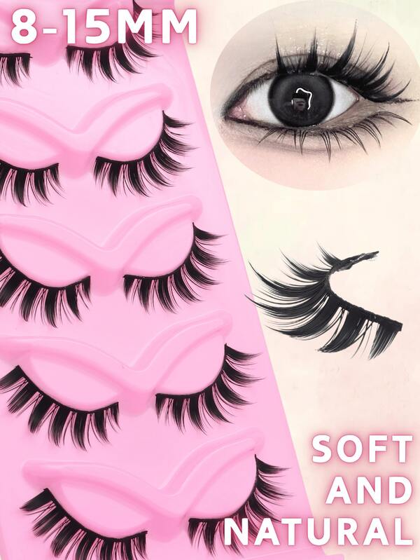 5 Pairs Of Lightweight European & American Demon + Kawaii Anime-Style Oversized Demon Cartoon Eyelashes, Natural Curly And Photogenic, Slouchy Person False Eyelashes, Suitable For Commuting, Dates, Shopping, Music Festivals, Easily Transforms Beginners Into Eyelash Experts, Cosplay Anime Style False Eyelashes, Suitable As Gifts For Thanksgiving, Christmas, Halloween, Or Personal Use