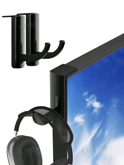 4pcs/2pcs/1pc Headphone Holder Hook Stand, Suitable For Computer Headset, Monitor Edge, Desk, Wall, Game Storage Rack, Compact & Sturdy Headphone Stand, Provides Firm Support And Space-Saving