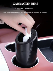 2pcs/1pc Car Trash Can With Lid, Car Trash Can Cup Holder, Portable Leak-Proof Car Garbage Can With Trash Bags, Front/Rear Seat Car Organizer Box, Suitable For Car, Home, Office - one-size - View 6