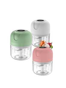 Portable Mini Electric Food Processor With 3 Stainless Steel Blades USB 250ml - Rose - View 3