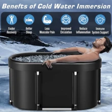 Portable Ice Bath Tub For Home Gym Outdoor - Foldable Oval Tub For Athletes Recovery - Black - View 5