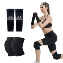 5 Pcs Volleyball Accessories Include Knee Pads, Arm Sleeves, Softball Headbands For Women Volleyball Training Dance - Black - View 2