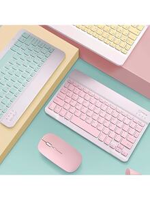 Kit Teclado E Mouse Bluetooth 5.2 Compatível Pc IOS e ANDROID - Cor Aleatória - Visão 3