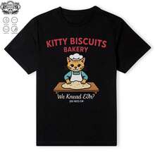 Kitty Biscuits Bakery - Funny Cat T-Shirt.Png 0001 220G Cotton For All-Day Comfort – Great For Beach Days, Hiking, Casual Meetings, Or Airport Looks – Easy To Dress Up Or Down – Makes A Unique And Practical Gift For , Travelers, And Busy Professionals.4th Of Julysummer Outfits For Women - 黑色01 - 查看 1