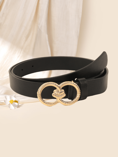Cinturón de mujer cuadrado con hebilla vintage elegante, accesorio de moda versátil