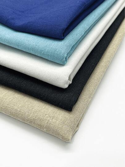 1pc Embroidered Linen Fabric, Multiple Colors Available - White, Beige, Sky Blue, Navy Blue, Black, Size: 19.69 X 59.06 Inches, Plain Fabric For Tablecloth, Crafts DIY