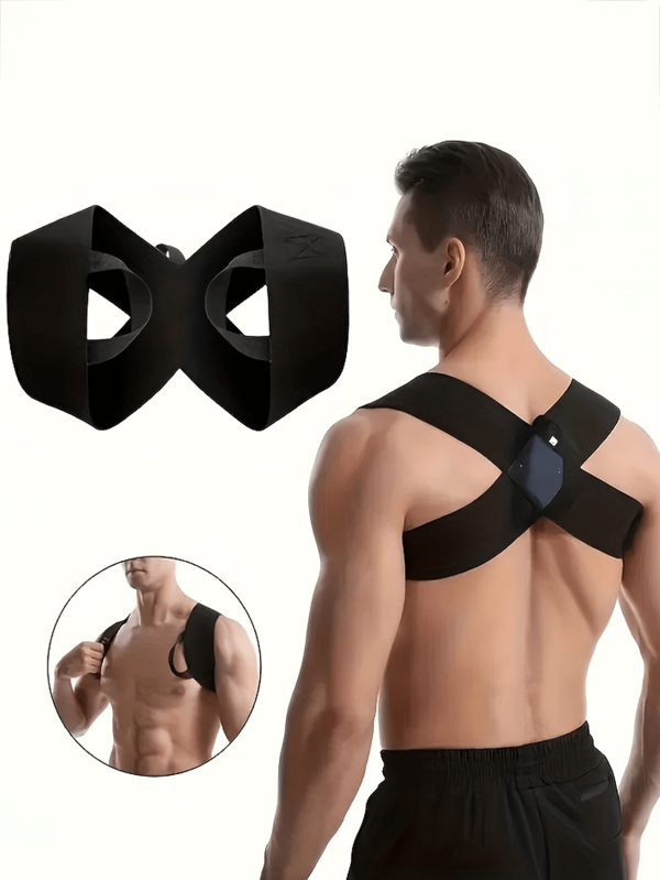 1pc Adjustable Off-Shoulder Back Support Trainer Strap, For Posture Correction, Chest And Back Exercises, Red/Black Polyester Blend, Suitable For Home Gym And Fitness Training, Upper Body Support, Adjustable Design, Comfortable Fit, Fitness Accessory