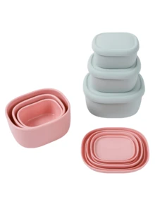 硅胶食品储存容器可折叠可重复使用小容器带盖适用于圣诞派对零食露营午餐便当盒，返校 - 彩色 - 查看 10